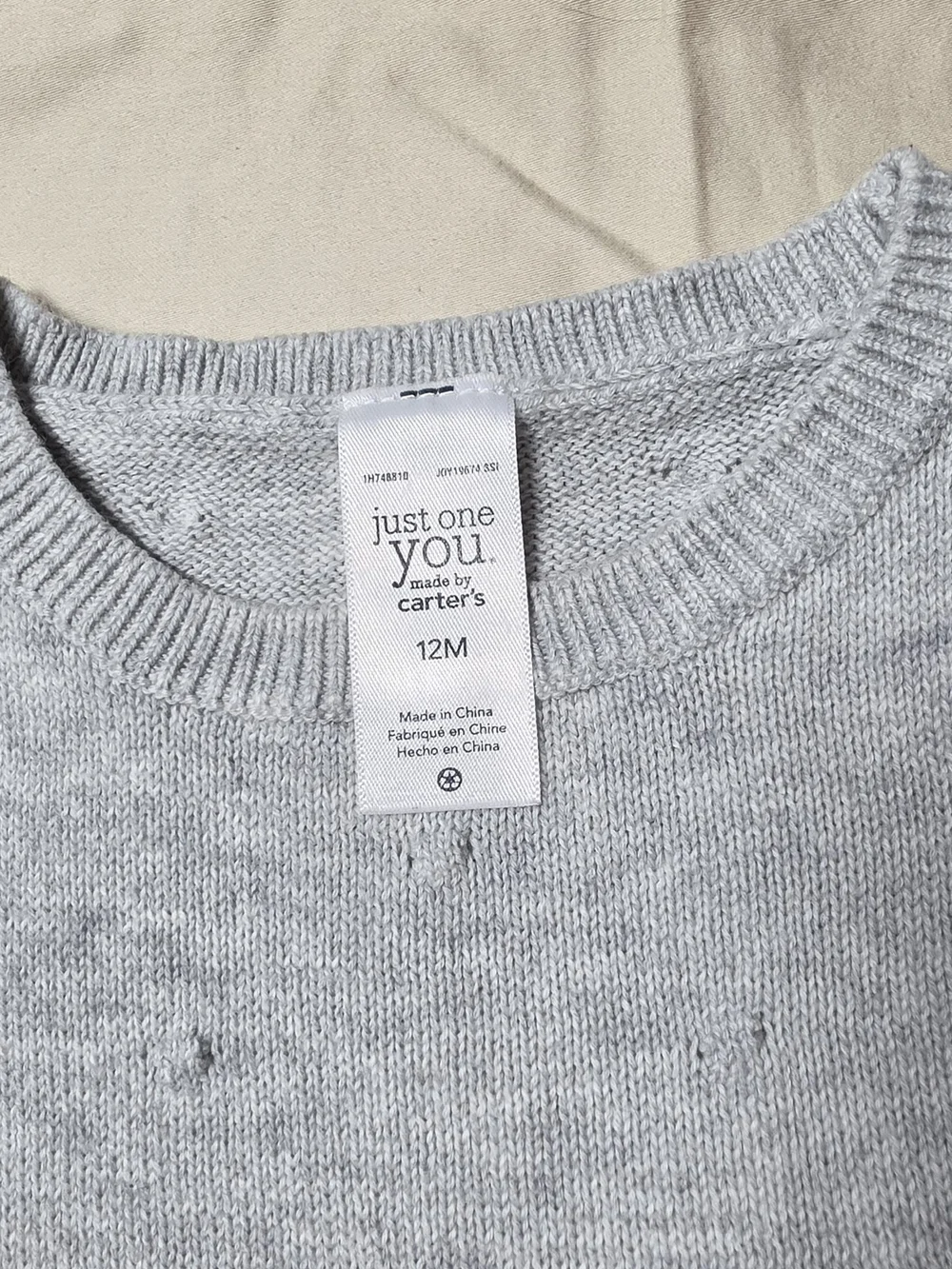 Cartets Light Gray Knit Dress with Pink Bow Accent